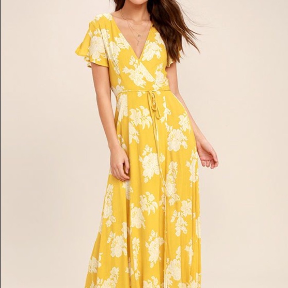 yellow and white floral maxi dress